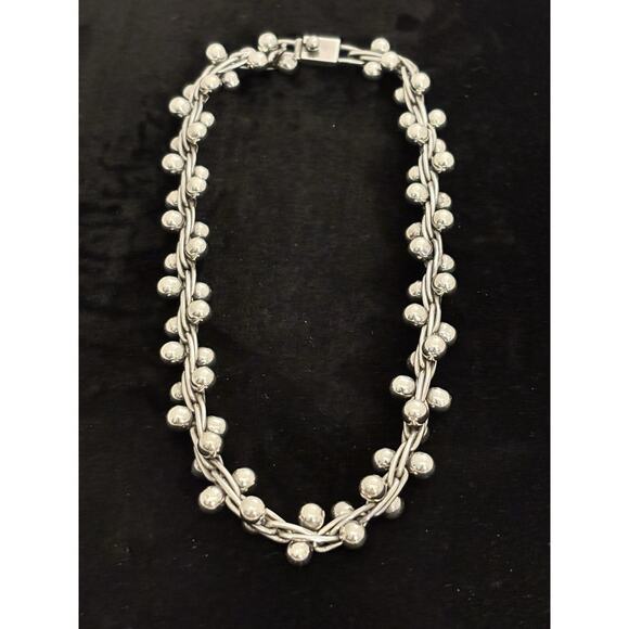 Taxco Mexico Sterling DNA Link Peppercorn Cha Cha Necklace Spratling Style 82g - Picture 4 of 7